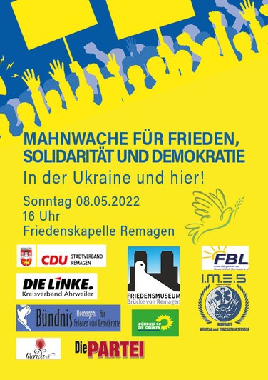 Mahnwache für Frieden am Sonntag, 08. Mai